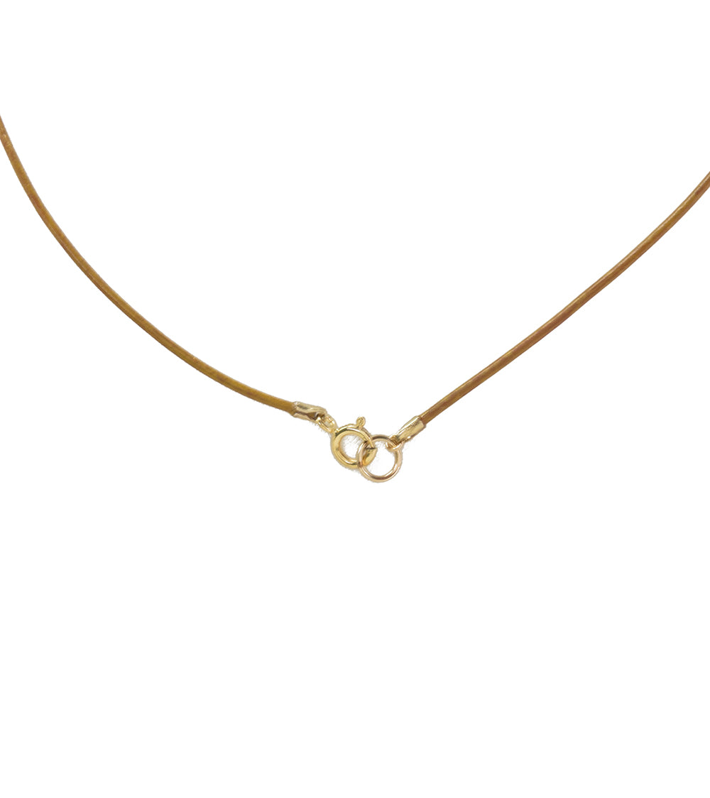 Collar de perlas de Tahití de cuero color canela con cuentas - Relleno de oro