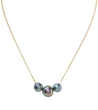 Floating Three Tahitian Pearls Necklace - Gold Filled
