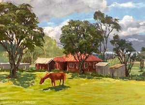 Original Pastel Painting "Makawao Ranch House " by Michael Clements 18x12