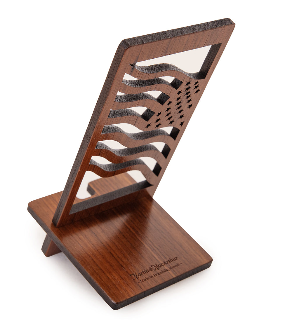 USS Missouri Teak Mobile Phone Chair, Flag