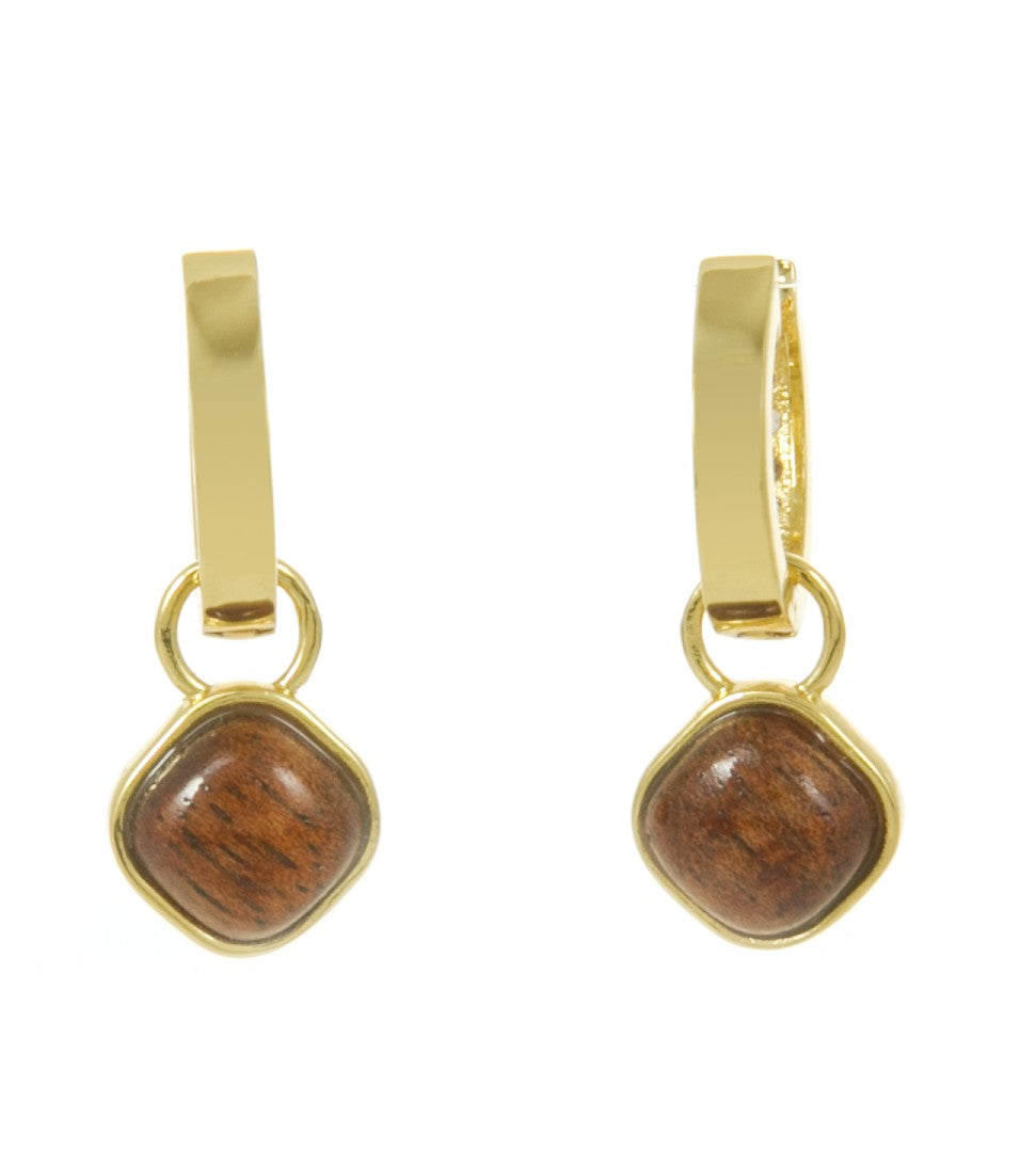 Pendientes de aro cuadrados de koa Koa Fine Jewelry