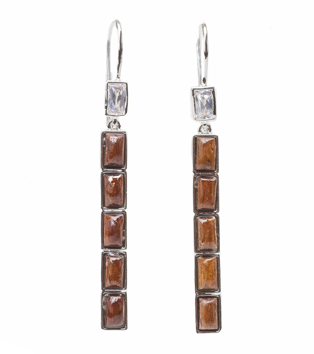 Pendientes de koa con circonitas verticales y rodio Koa Fine Jewelry