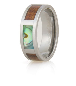 Koa Eternity Ring - Pau'a Shell