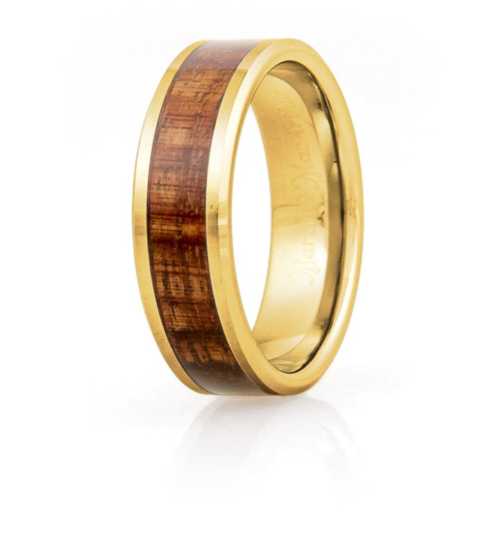 Anillo de eternidad de koa - Oro biselado