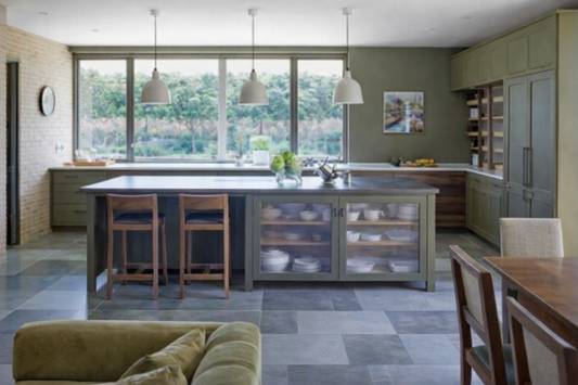 Functional Storage Ideas Using Wood Cabinets With Glass Doors