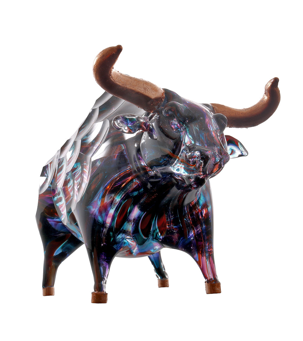 Glass Sculpture "Ethereal Bull" by Ben Silver
