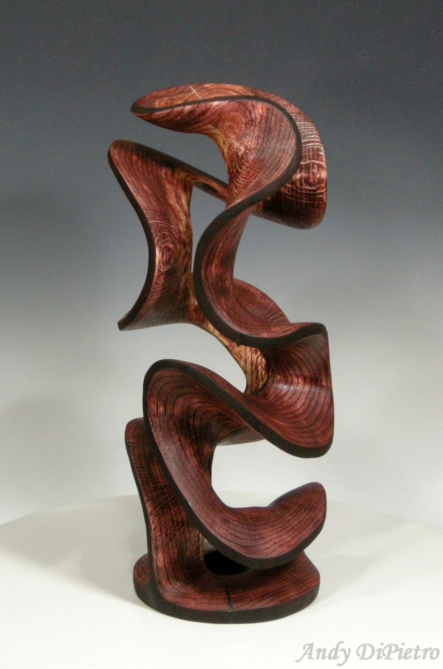 Carved Sculpture "Burgundy Twist" by Andy DiPietro