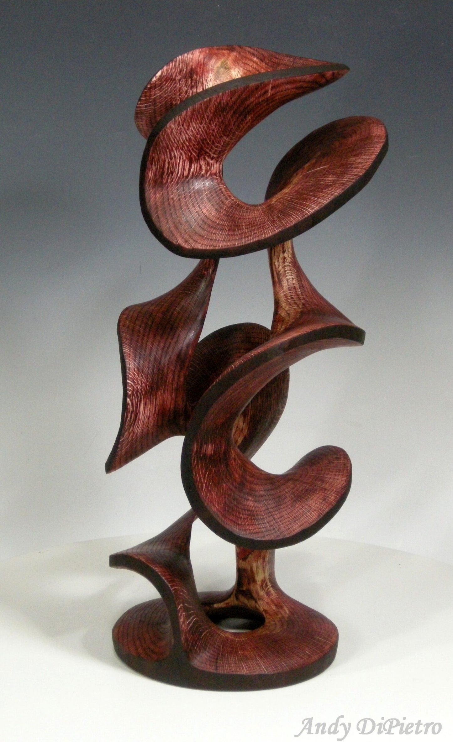 Carved Sculpture "Burgundy Twist" by Andy DiPietro