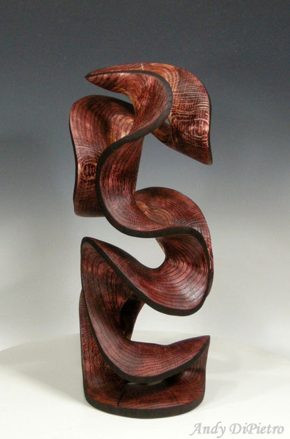 Carved Sculpture "Burgundy Twist" by Andy DiPietro