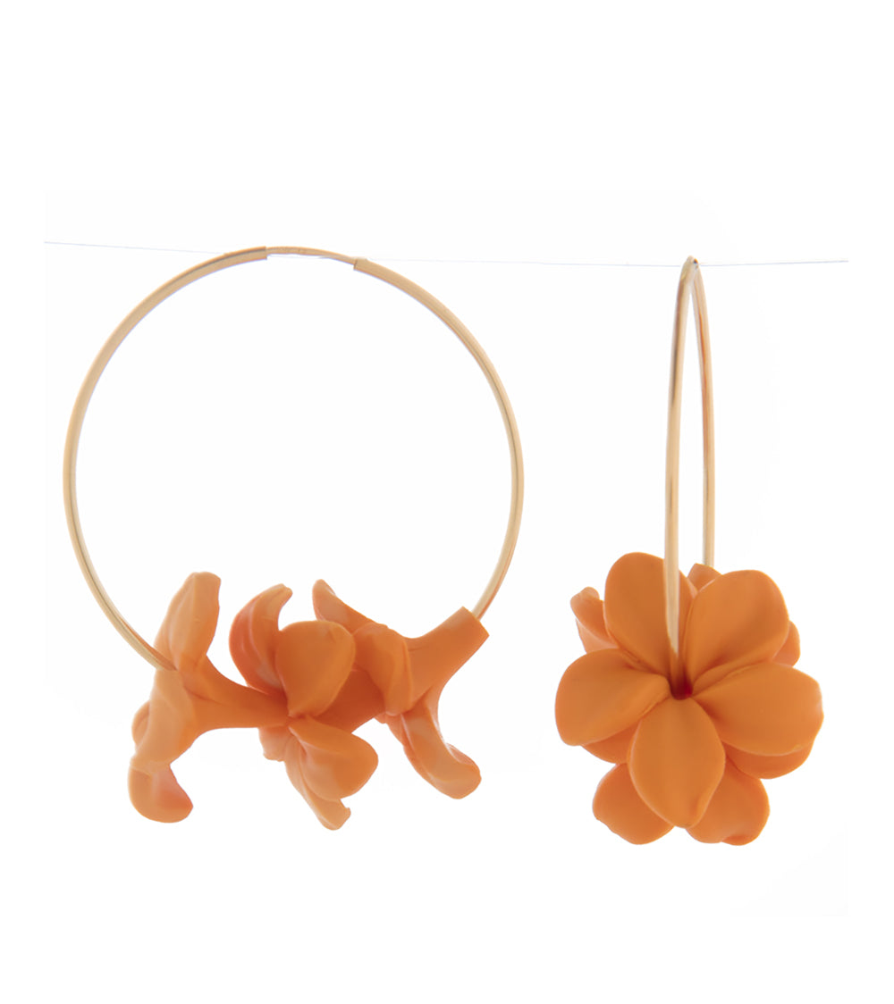 Medium Hoop Orange Puakenikeni Earrings