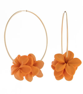 Large Hoop Orange Puakenikeni Earrings