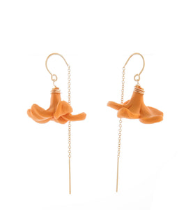 Threader Orange Puakenikeni Earrings