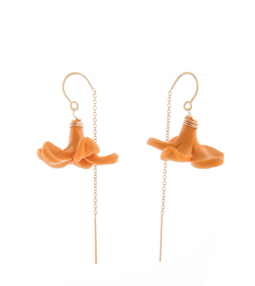 Threader Orange Puakenikeni Earrings