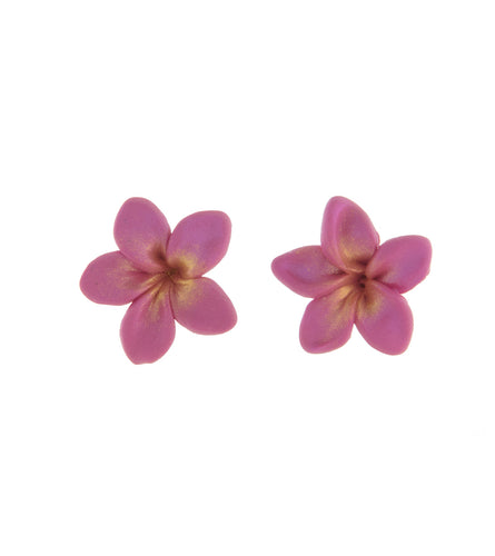 Pink Plumeria Stud Earrings