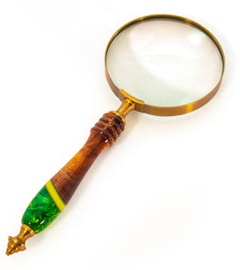 Koa Hand-held Magnifying Glass with inlay -Green