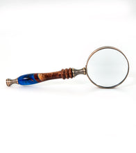 Small Koa Hand-held Magnifying Glass with inlay - Blue