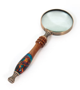 Small Koa Hand-held Magnifying Glass with inlay - Orange
