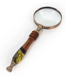 Small Koa Hand-held Magnifying Glass with inlay - Yellow