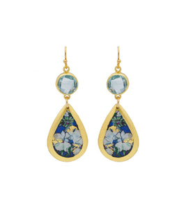 Lily White Blue Topaz Teardrop Earrings