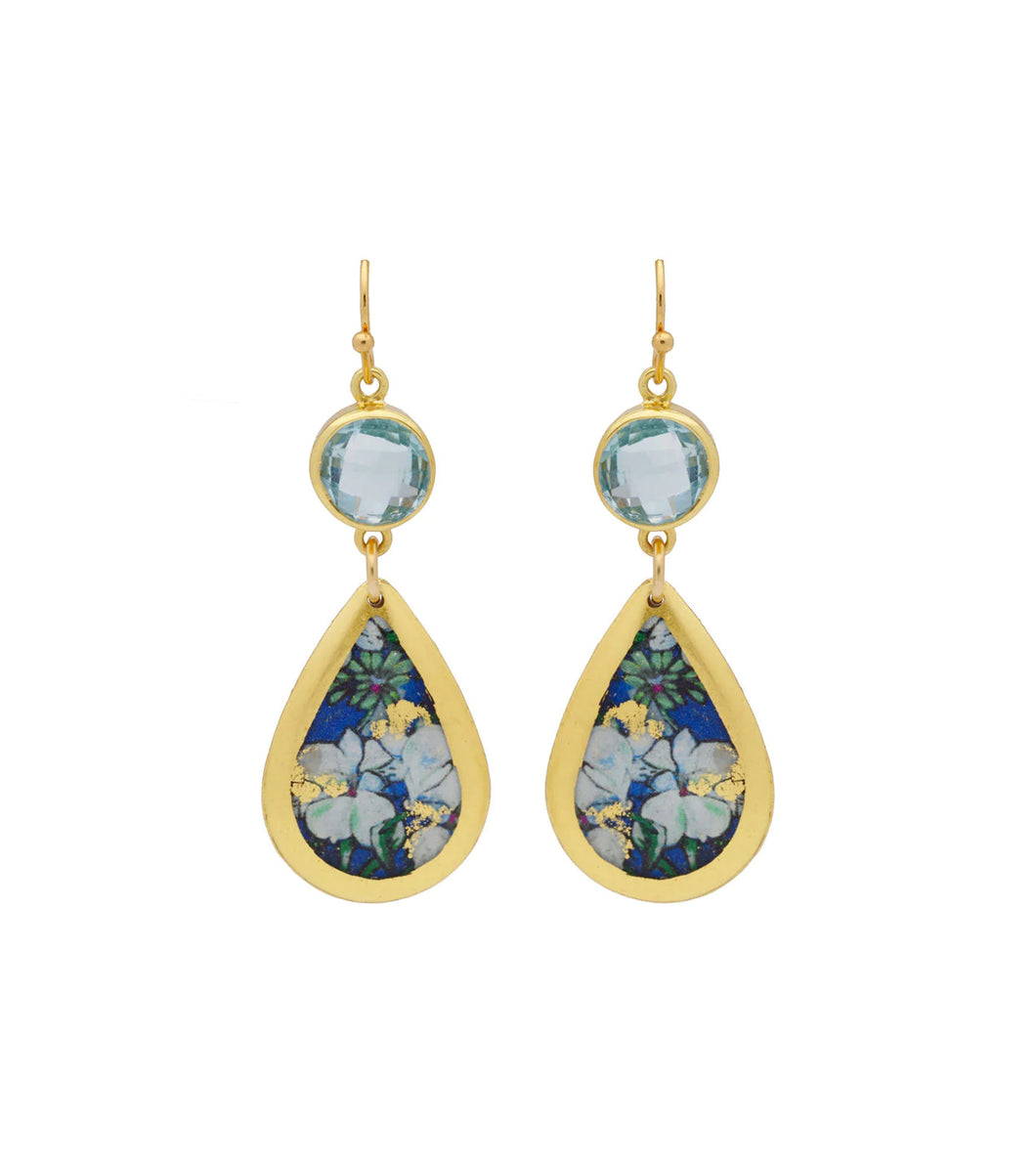 Lily White Blue Topaz Teardrop Earrings