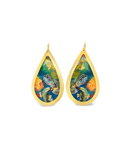 Rainbow Turtle Teardrop Earrings