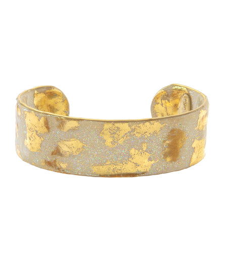 Dazzled Cream Iridescent Gold Cuff Bracelet