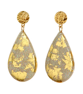 Dazzled Cream Iridescent Gold Teardrop Earrings