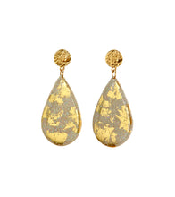 Dazzled Cream Iridescent Gold Teardrop Earrings