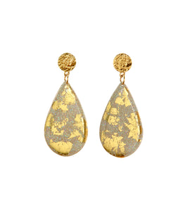 Dazzled Cream Iridescent Gold Teardrop Earrings