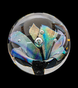 Glass Sculpture "Sparkling Round Paper Weight" by Ben Silver