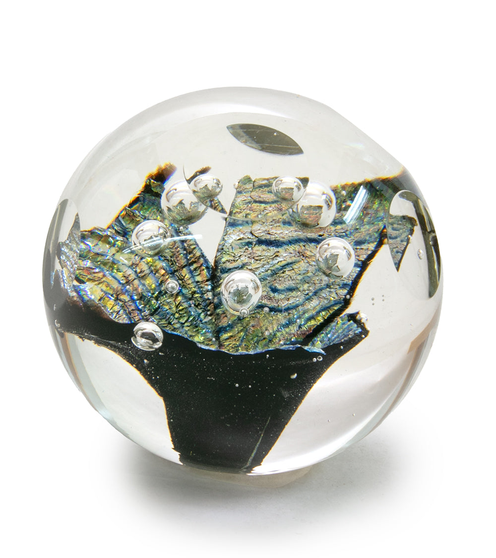 Glass Sculpture "Sparkling Faceted Paper Weight" by Ben Silver