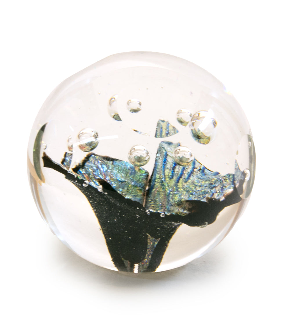 Glass Sculpture "Sparkling Faceted Paper Weight" by Ben Silver