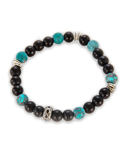 Bracelet Matte Onyx, Green African Turquoise, Stainless Steel with Stone by Bergan