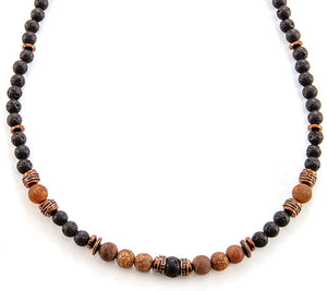 Lava and Agate Necklace by D. Bergan