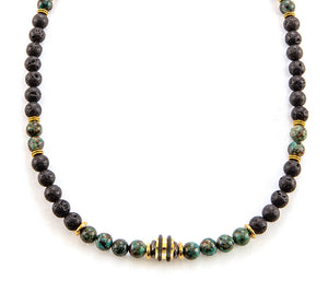 Lava and Jade Necklace by D. Bergan