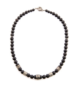 Lava and Hematite Necklace by D. Bergan