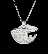 14k White Gold and Diamond Large Wave Pendant