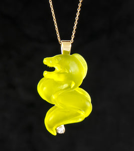 14k Yellow Gold and Diamond Eel Pendant