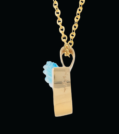 Colgante de ola de perla y oro amarillo de 14 k