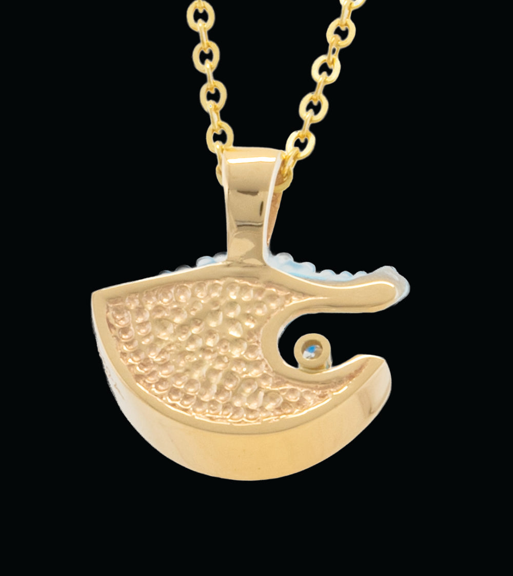 Colgante de onda mediana de oro amarillo de 14 k y diamantes