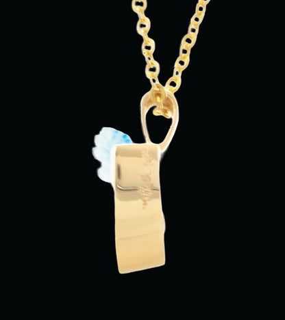 Colgante de onda mediana de oro amarillo de 14 k y diamantes