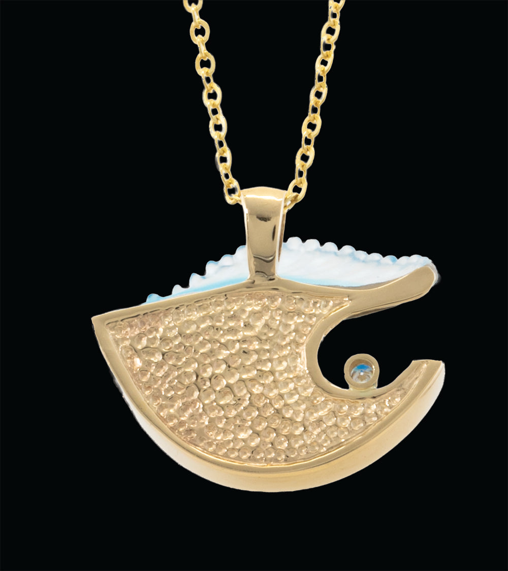 Colgante de ola grande de oro amarillo de 14 k y diamantes