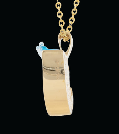 Colgante de ola grande de oro amarillo de 14 k y diamantes