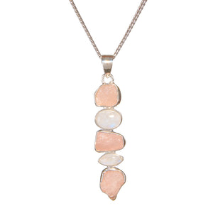 Rose Quartz & Rainbow Moonstone Pendant