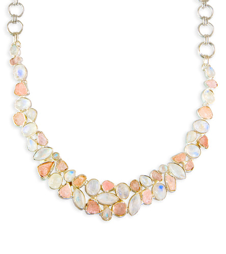 Rose Quartz & Rainbow Moonstone Necklace