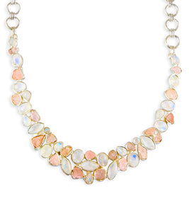 Rose Quartz & Rainbow Moonstone Necklace