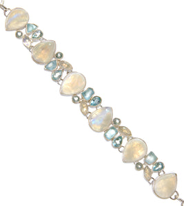 Blue Topaz and Rainbow Moonstone Bracelet