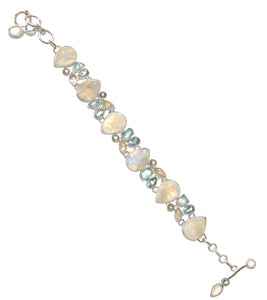 Blue Topaz and Rainbow Moonstone Bracelet