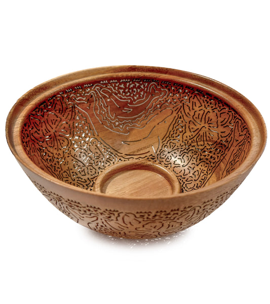Pierced Koa Bowl "Dolphins" by Patrick and Peggy Bookey - BOOP37871