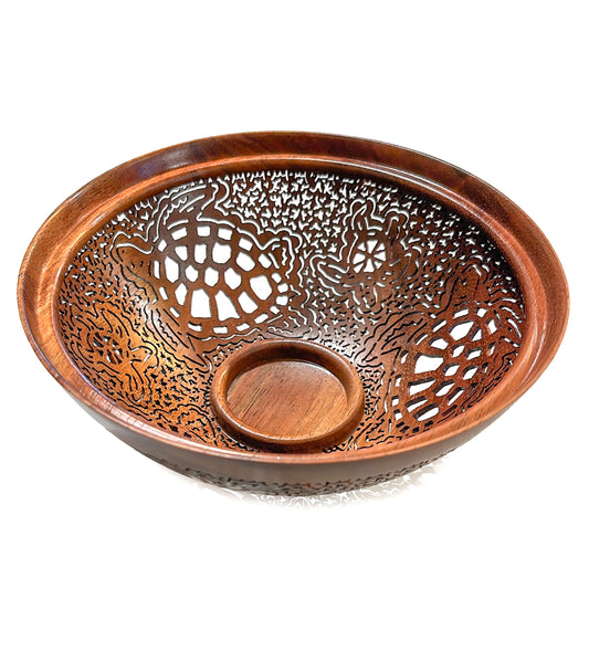 Pierced Koa Bowl "Honu" by Patrick and Peggy Bookey - BOOP42216